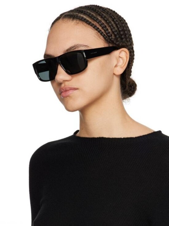Saint Laurent SL689 005 Rectangle Sunglasses - Shiny Beige/Brown main image 7